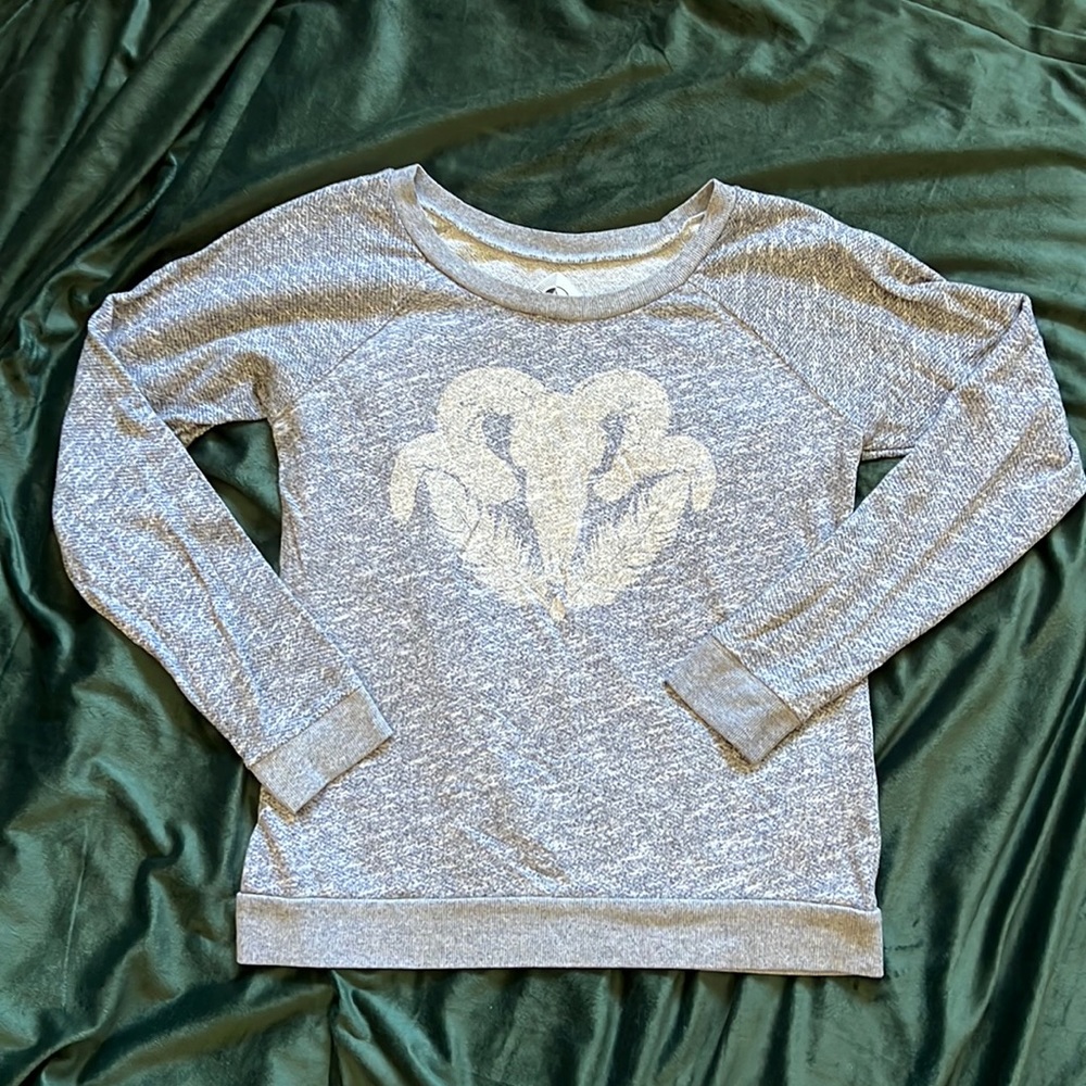 Volcom Blue Grey Heather Terry Cloth Pull Over Sweatshirt Size Extra Large